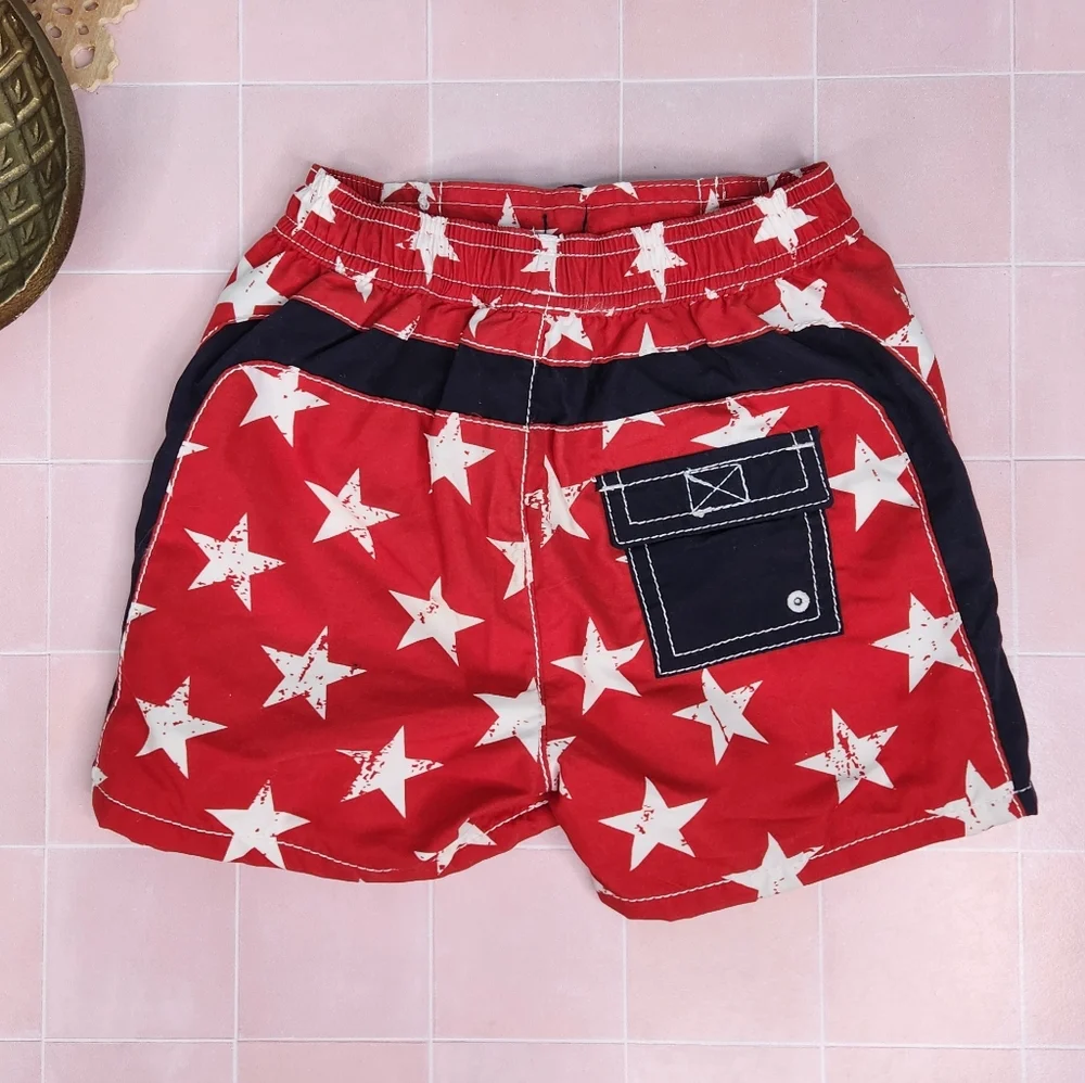 Kitestrings Patriotic Red Star-Patterned Swim Shorts